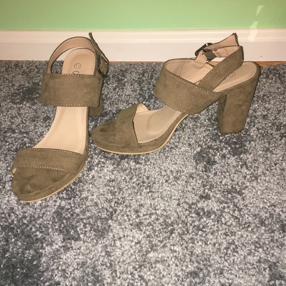 Olive Green heeled sandals